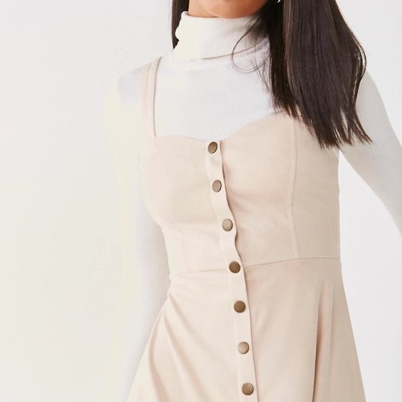 Forever 21 Dresses & Skirts - NWOT Forever 21 Faux Suede Button Front Dress Sz S